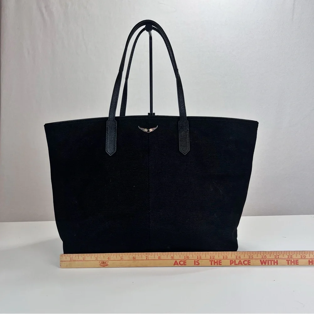 Zadig & Voltaire Mick Wings Black Tote Bag Canvas and Leather - Picture 5 of 10